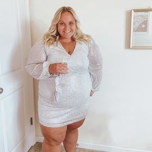 White/ light silver sparkle dress